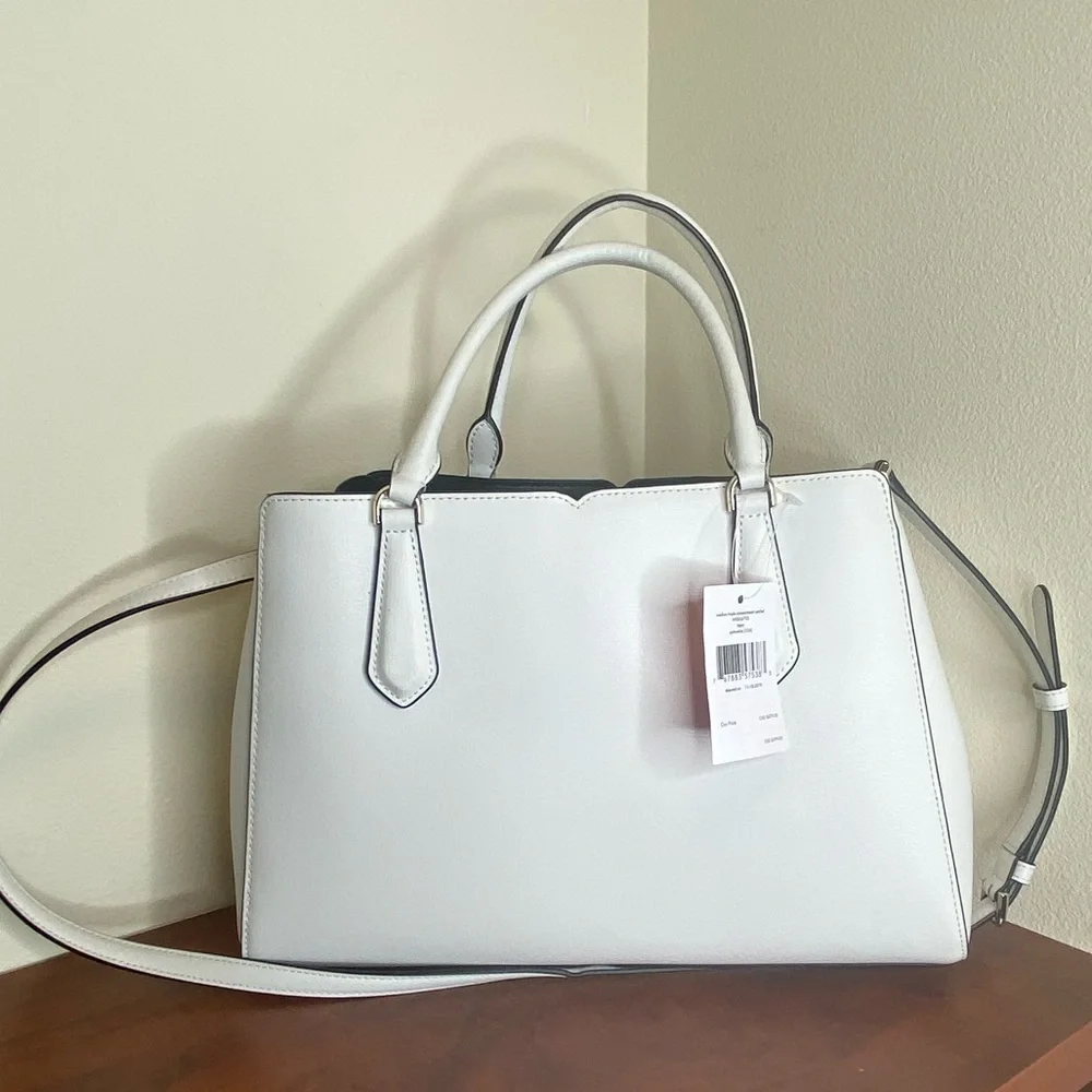 NWT Authentic Kate Spade Medium Triple Compartment Satchel, Opticwhite color - Picture 2 of 16